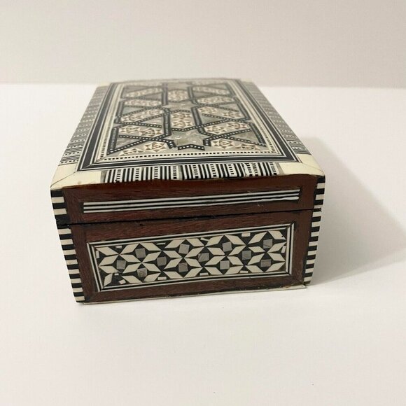 Vintage Wooden Jewelry Box Micro Mosaic Unmarked - Picture 8 of 16